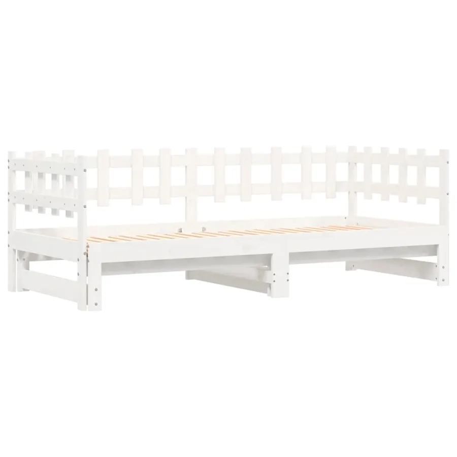 Lit coulissant sans matelas blanc 2x(80x200) cm Bois massif - 3