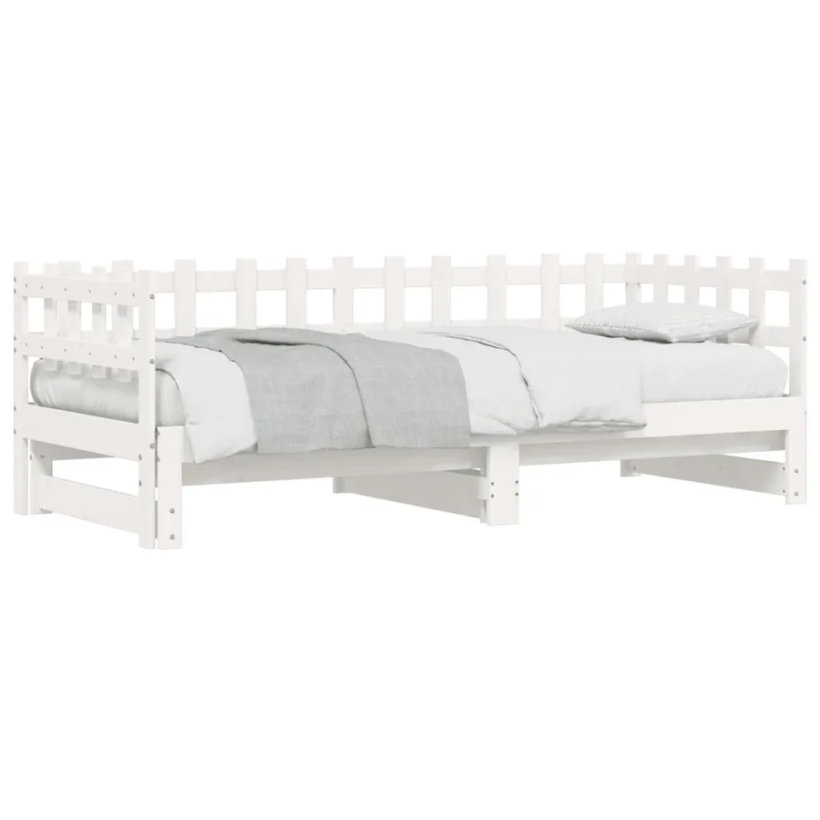 Lit coulissant sans matelas blanc 2x(80x200) cm Bois massif - 5