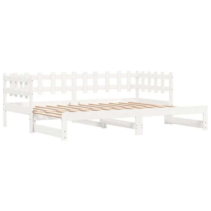 Lit coulissant sans matelas blanc 2x(80x200) cm Bois massif - 6