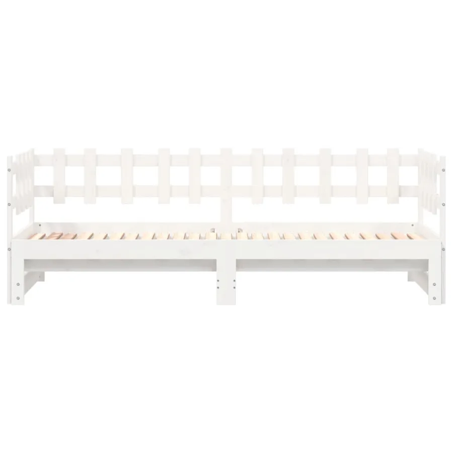 Lit coulissant sans matelas blanc 2x(80x200) cm Bois massif - 7