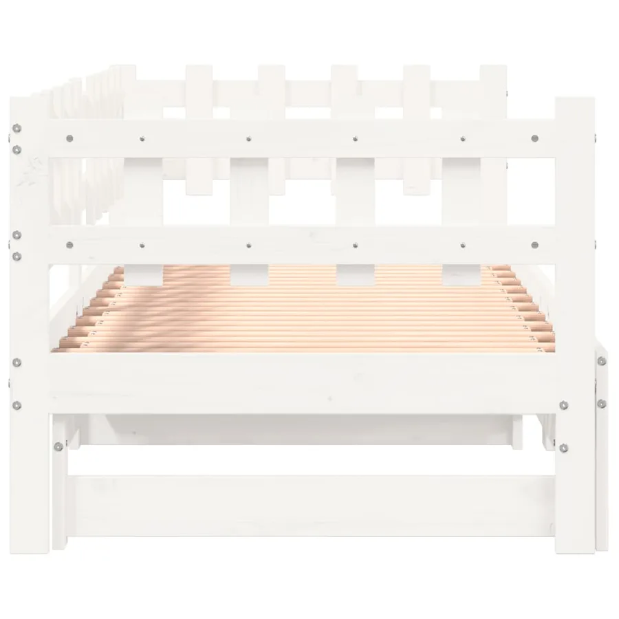 Lit coulissant sans matelas blanc 2x(80x200) cm Bois massif - 8