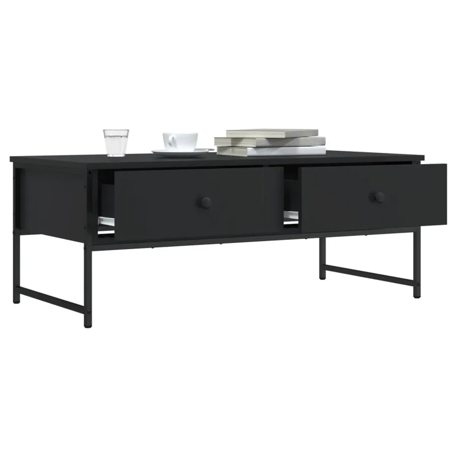 Table basse noir 101x49x39,5 cm bois d'ingénierie - 4