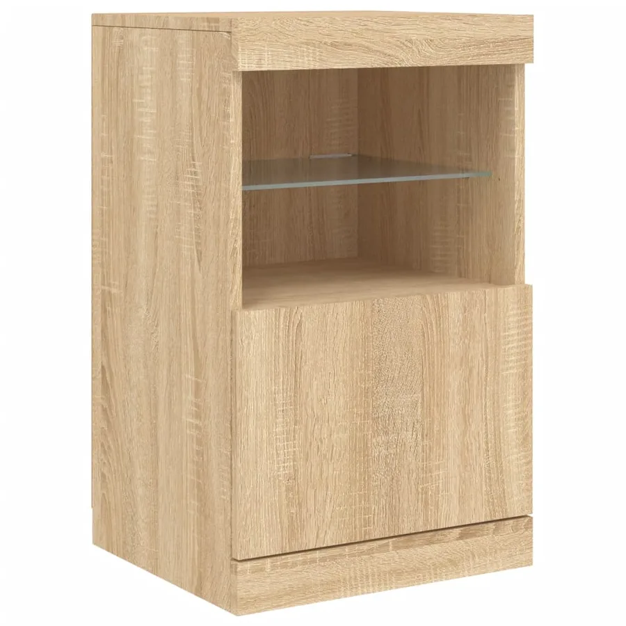 Buffet avec lumières LED chêne sonoma 123x37x67 cm - 10