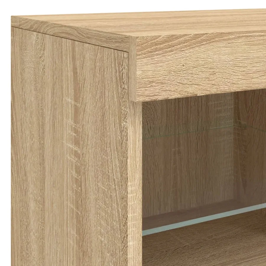Buffet avec lumières LED chêne sonoma 123x37x67 cm - 12