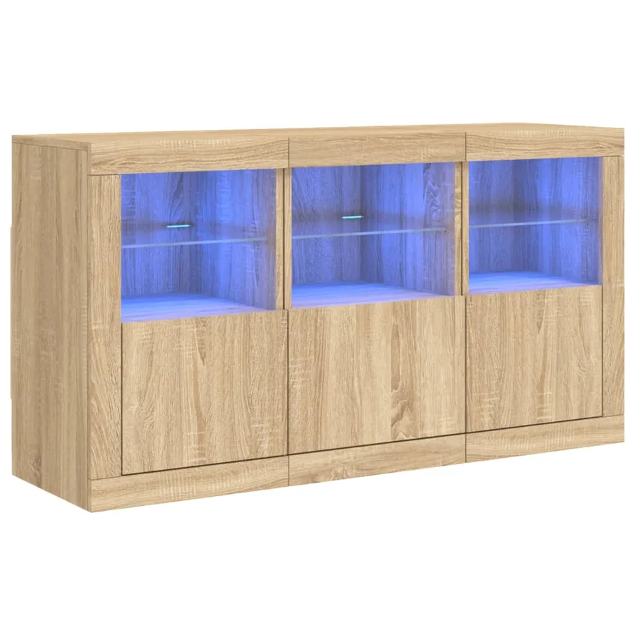Buffet avec lumières LED chêne sonoma 123x37x67 cm - 2