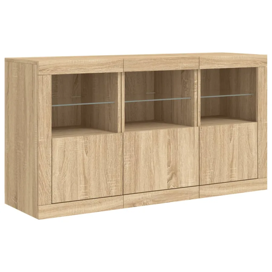 Buffet avec lumières LED chêne sonoma 123x37x67 cm - 5