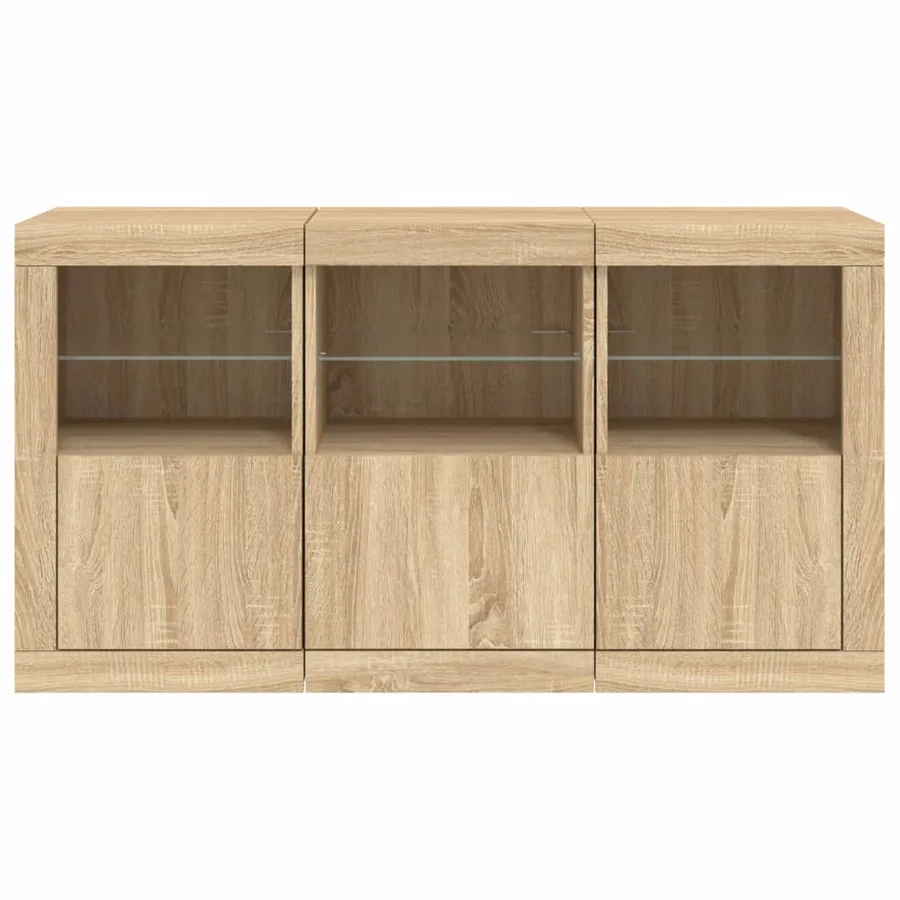 Buffet avec lumières LED chêne sonoma 123x37x67 cm - 6