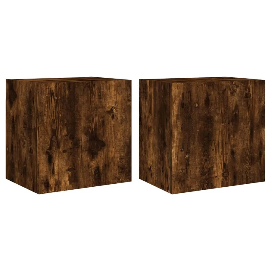 Meubles TV muraux 2 pcs chêne fumé 40,5x30x40cm bois ingénierie - 2
