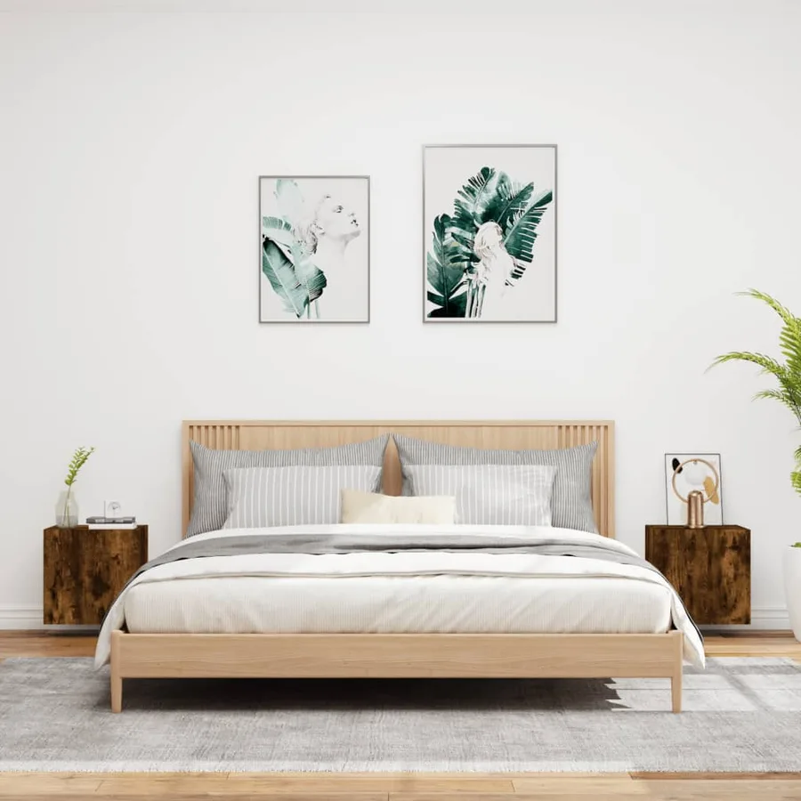 Meubles TV muraux 2 pcs chêne fumé 40,5x30x40cm bois ingénierie - 3