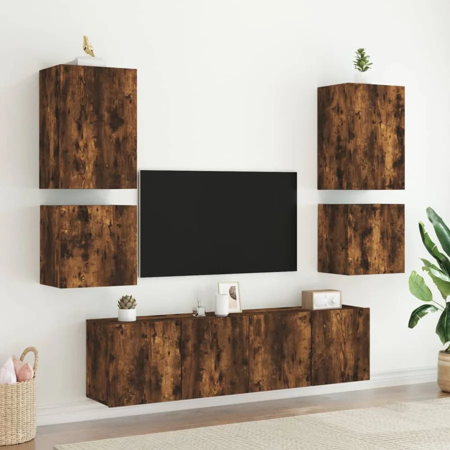 Meubles TV muraux 2 pcs chêne fumé 40,5x30x40cm bois ingénierie - 4