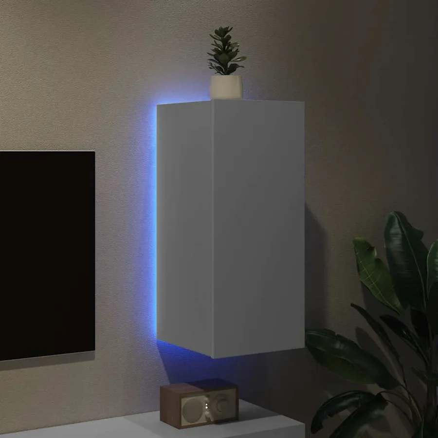 Meuble TV mural avec lumières LED blanc 30,5x35x70 cm - 4