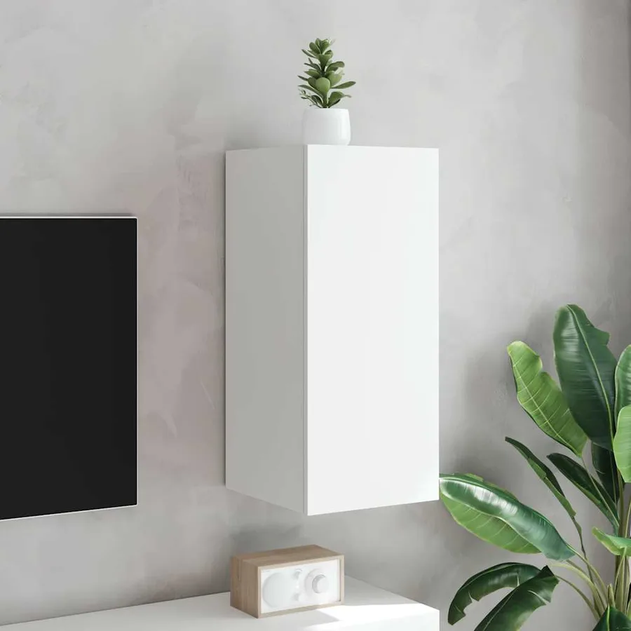 Meuble TV mural avec lumières LED blanc 30,5x35x70 cm - 5