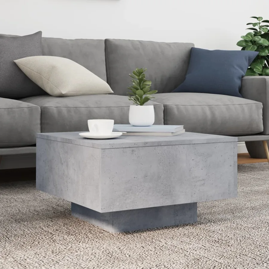 Table basse gris béton 55x55x31 cm bois d'ingénierie - 3