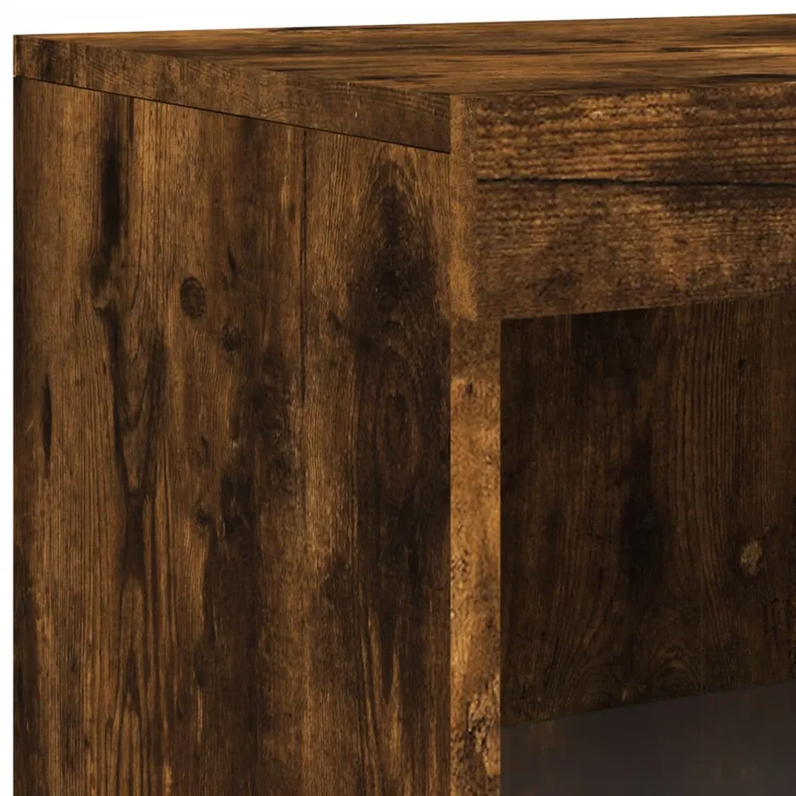 Buffet avec lumières LED chêne fumé 162x37x100 cm - 11