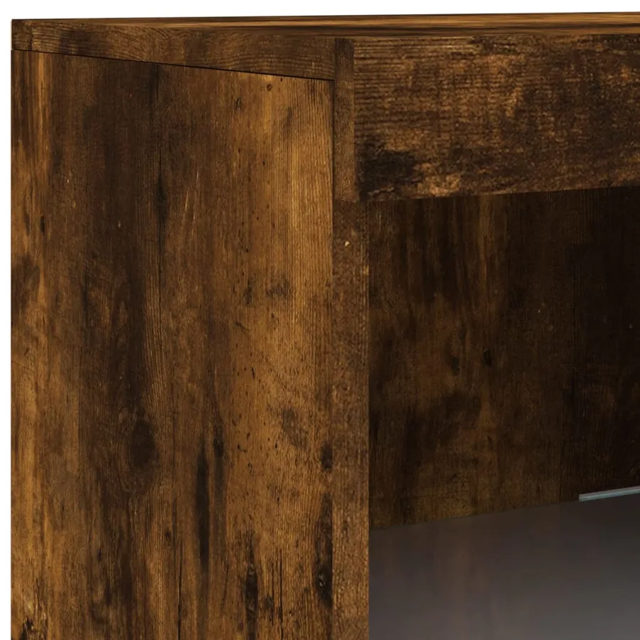 Buffet avec lumières LED chêne fumé 162x37x100 cm - 12