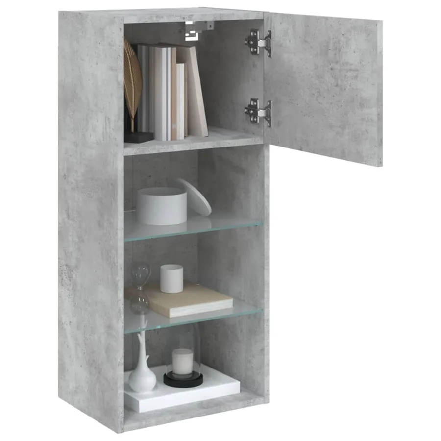 Meubles TV avec lumières LED 2 pcs gris béton 40,5x30x90 cm - 5