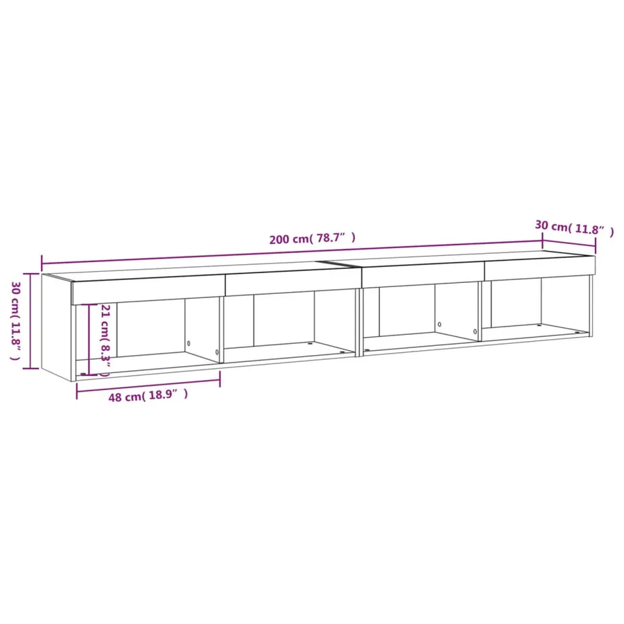 Meubles TV avec lumières LED 2 pcs chêne sonoma 100x30x30 cm - 17