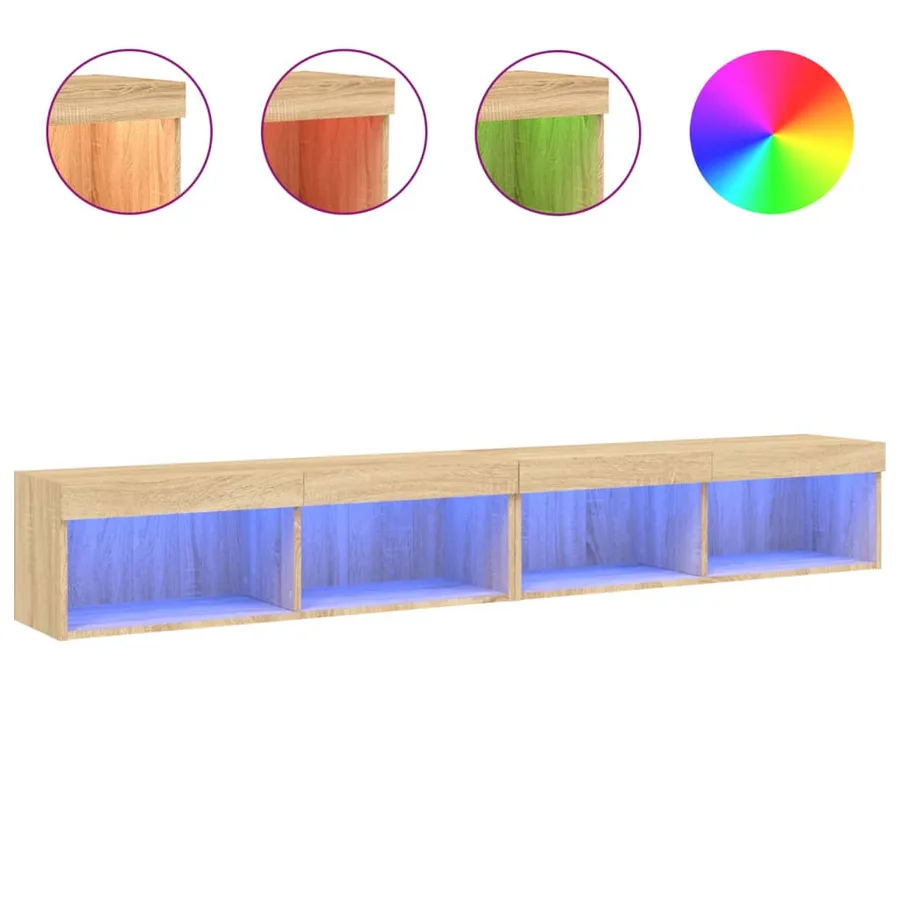 Meubles TV avec lumières LED 2 pcs chêne sonoma 100x30x30 cm - 2
