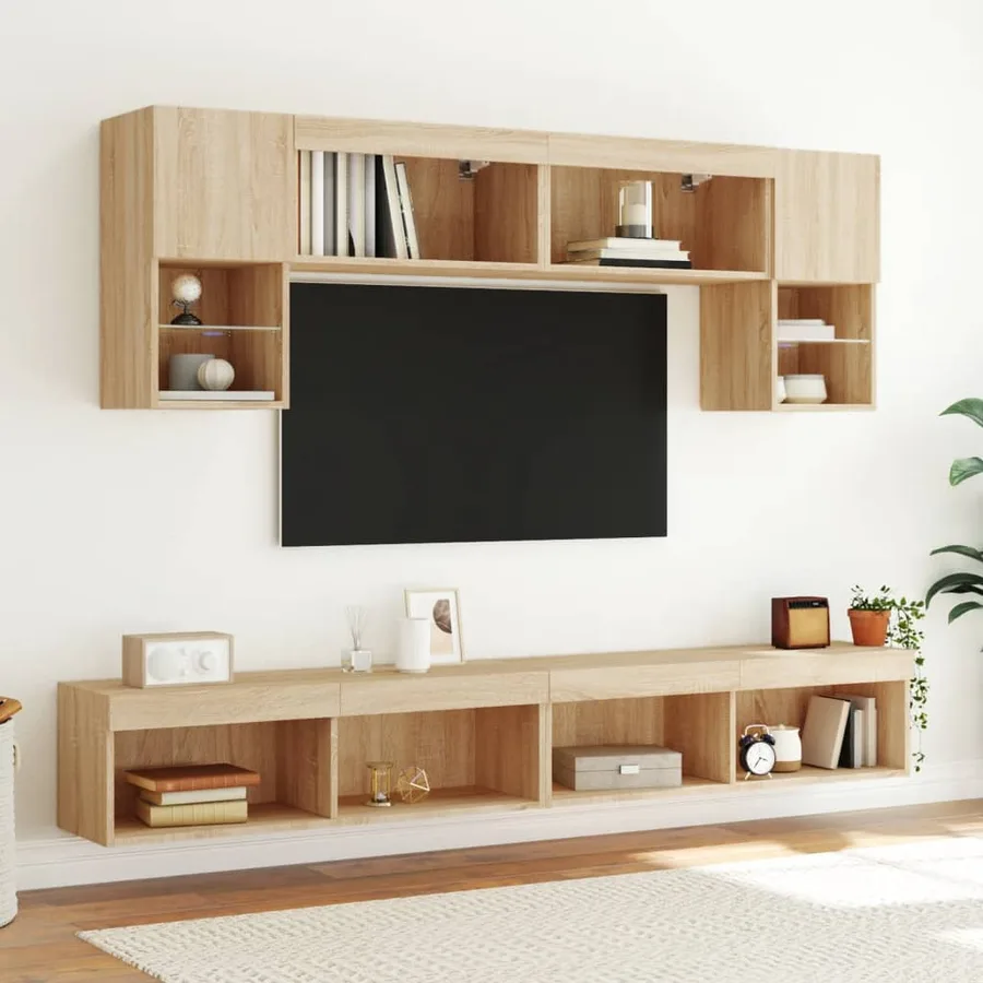 Meubles TV avec lumières LED 2 pcs chêne sonoma 100x30x30 cm - 3