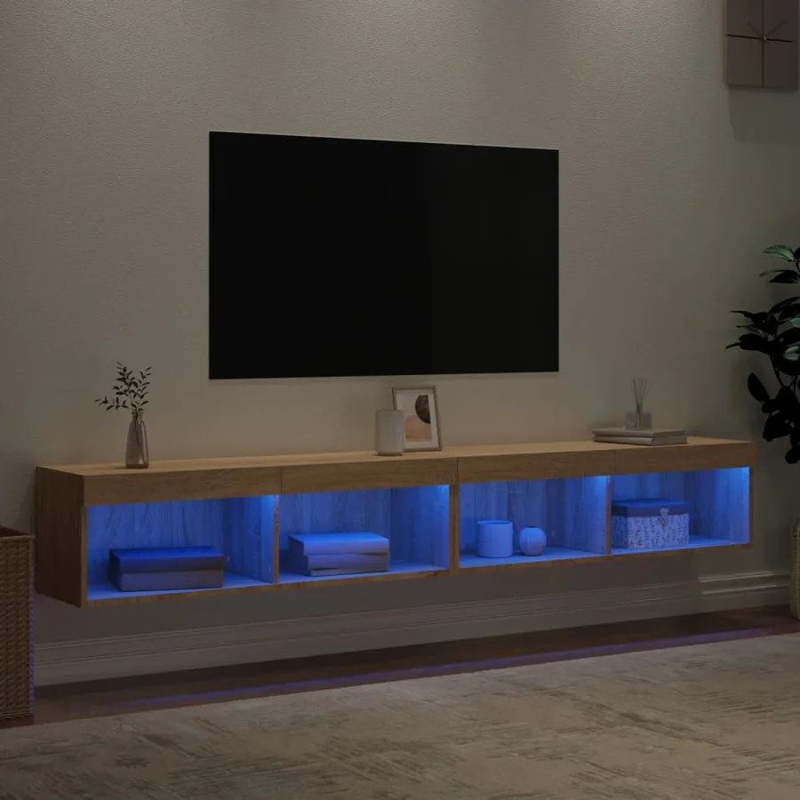 Meubles TV avec lumières LED 2 pcs chêne sonoma 100x30x30 cm - 4