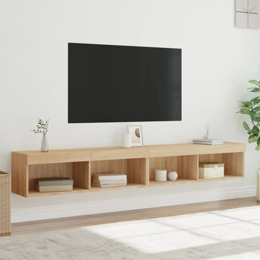 Meubles TV avec lumières LED 2 pcs chêne sonoma 100x30x30 cm - 5