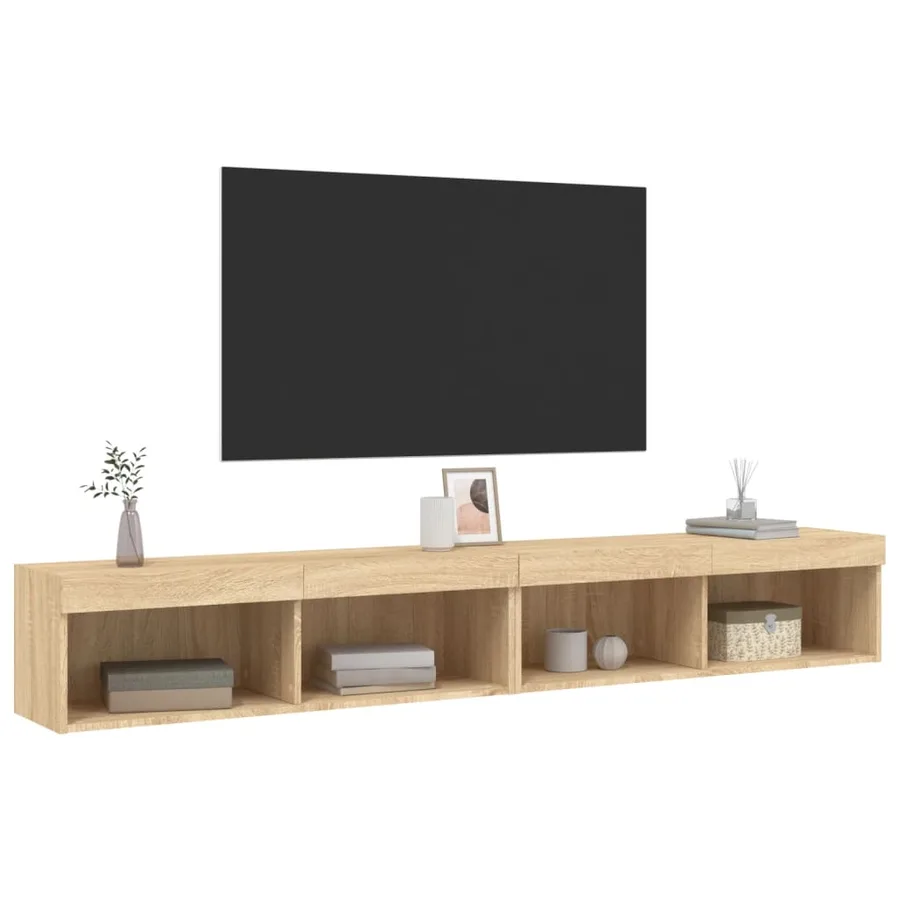 Meubles TV avec lumières LED 2 pcs chêne sonoma 100x30x30 cm - 6