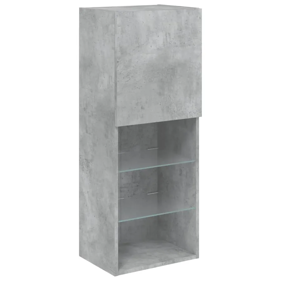 Unités murales TV avec LED 4 pcs gris béton bois d'ingénierie - 9