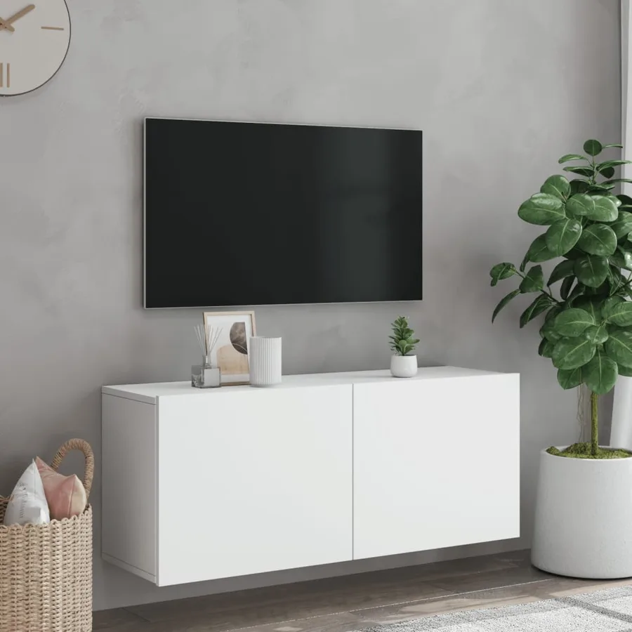 Meuble TV mural blanc 100x30x41 cm - 3