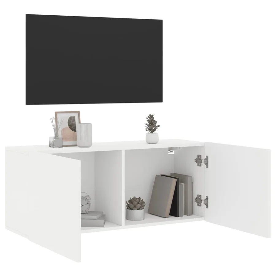 Meuble TV mural blanc 100x30x41 cm - 4