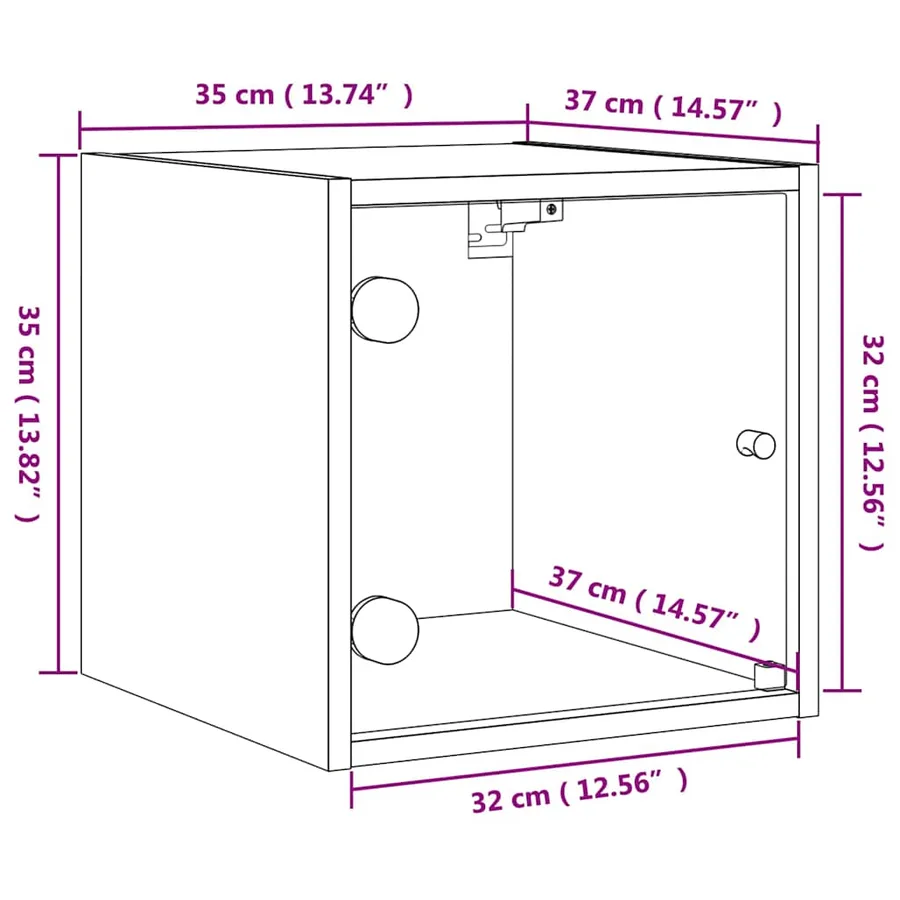 Tables de chevet et portes vitrées 2pcs chêne marron 35x37x35cm - 14