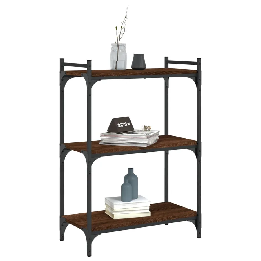 Bibliothèque 3 niveaux chêne brun 60x30x86 cm bois d'ingénierie - 3