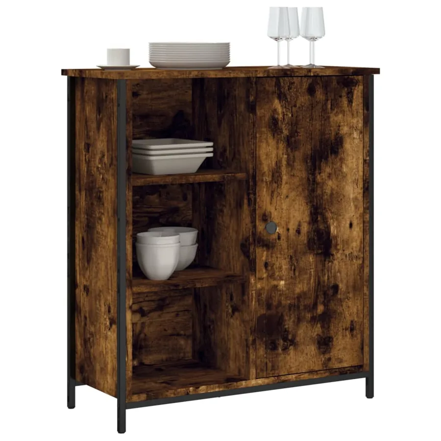 Buffet chêne fumé 70x30x80 cm bois d'ingénierie - 3