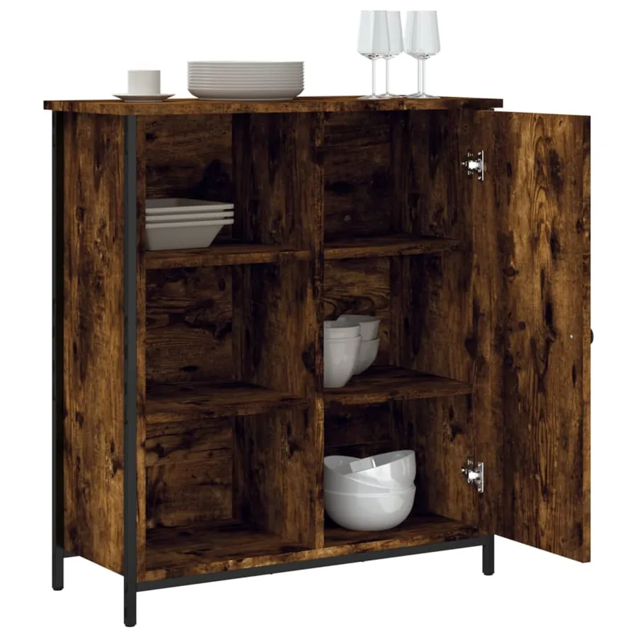 Buffet chêne fumé 70x30x80 cm bois d'ingénierie - 4