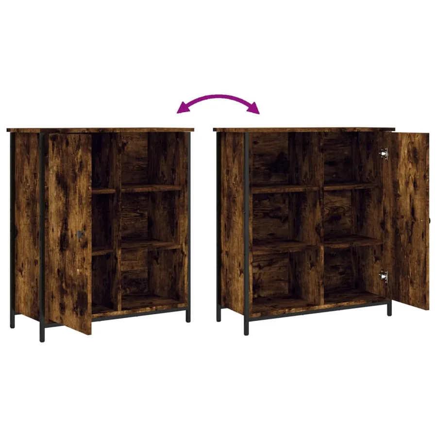 Buffet chêne fumé 70x30x80 cm bois d'ingénierie - 9