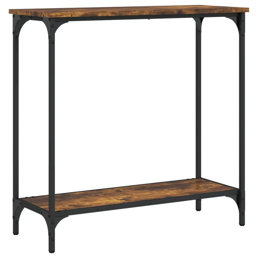 Table console chêne fumé 75x30,5x75 cm bois d'ingénierie - 6