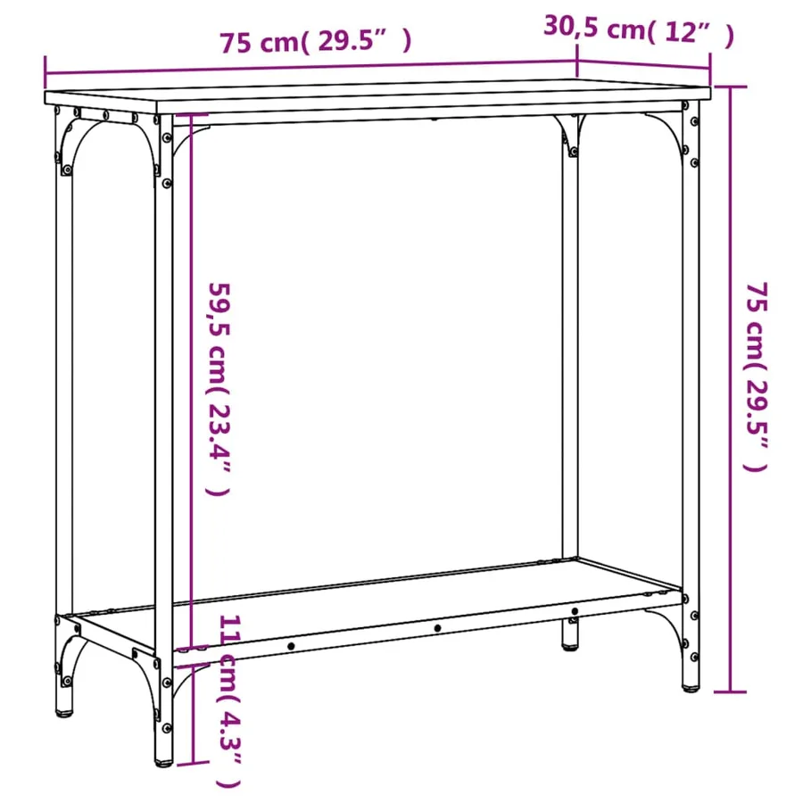 Table console chêne fumé 75x30,5x75 cm bois d'ingénierie - 9