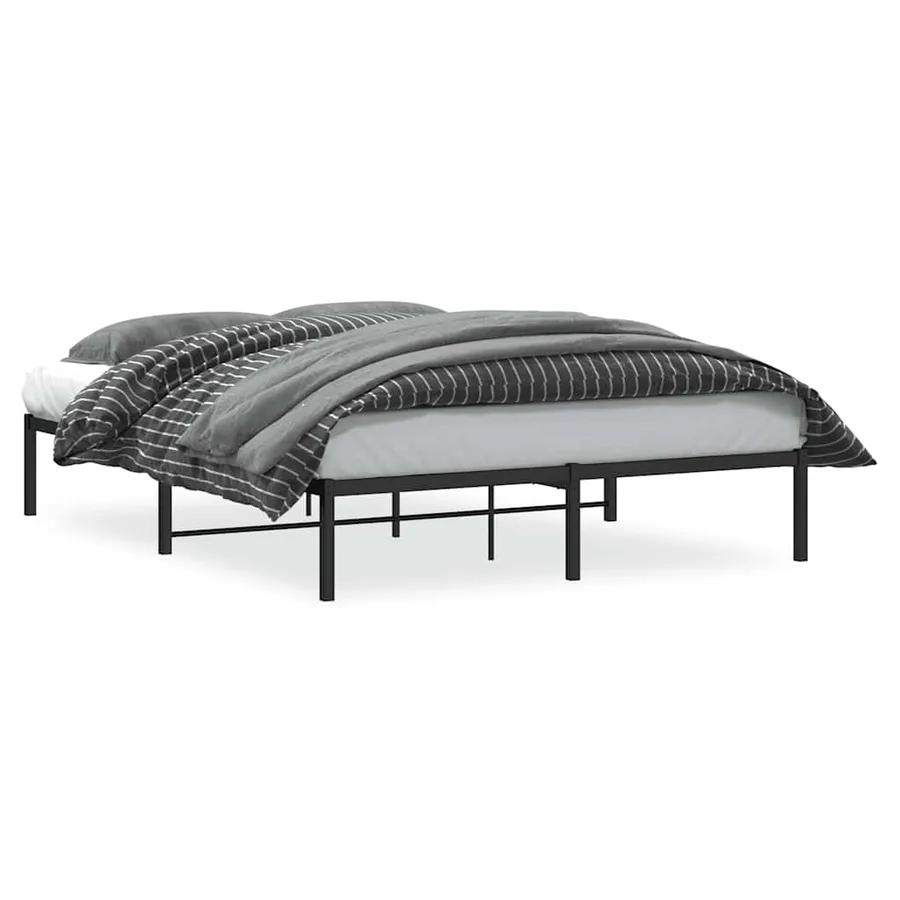 Cadre de lit métal sans matelas noir 160x200 cm - 2