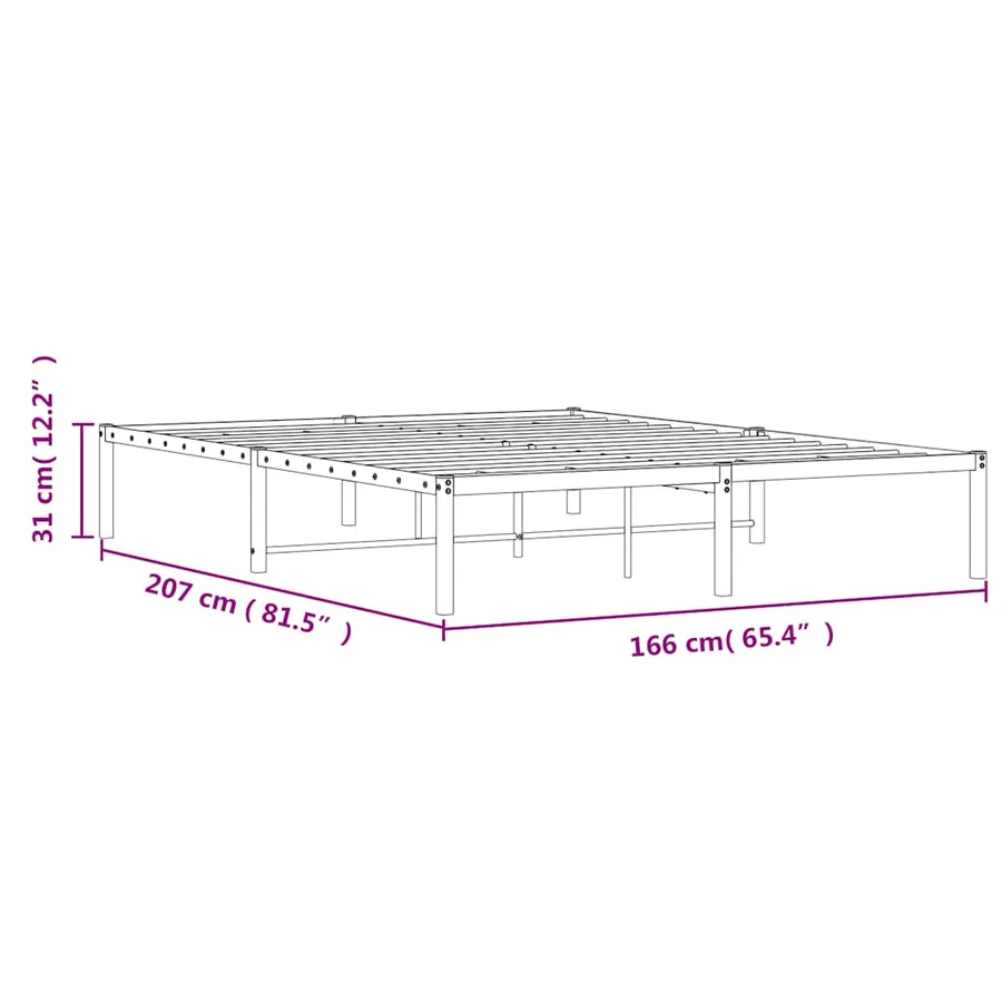Cadre de lit métal sans matelas noir 160x200 cm - 9