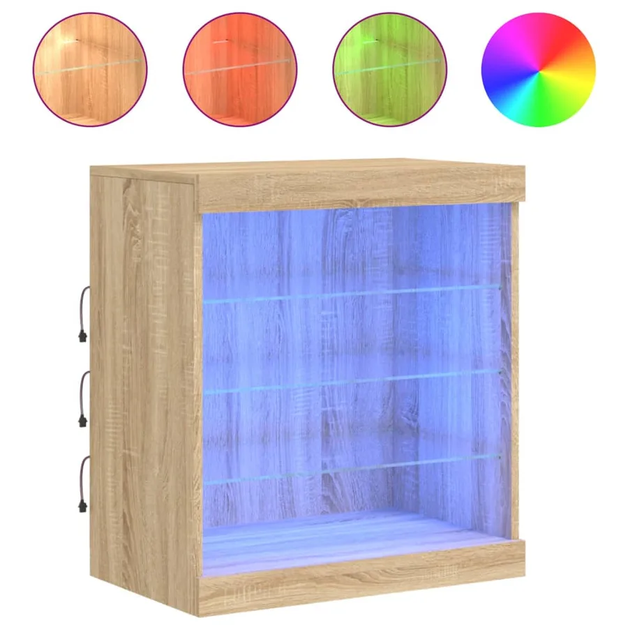 Buffet avec lumières LED chêne sonoma 60,5x37x67 cm - 2