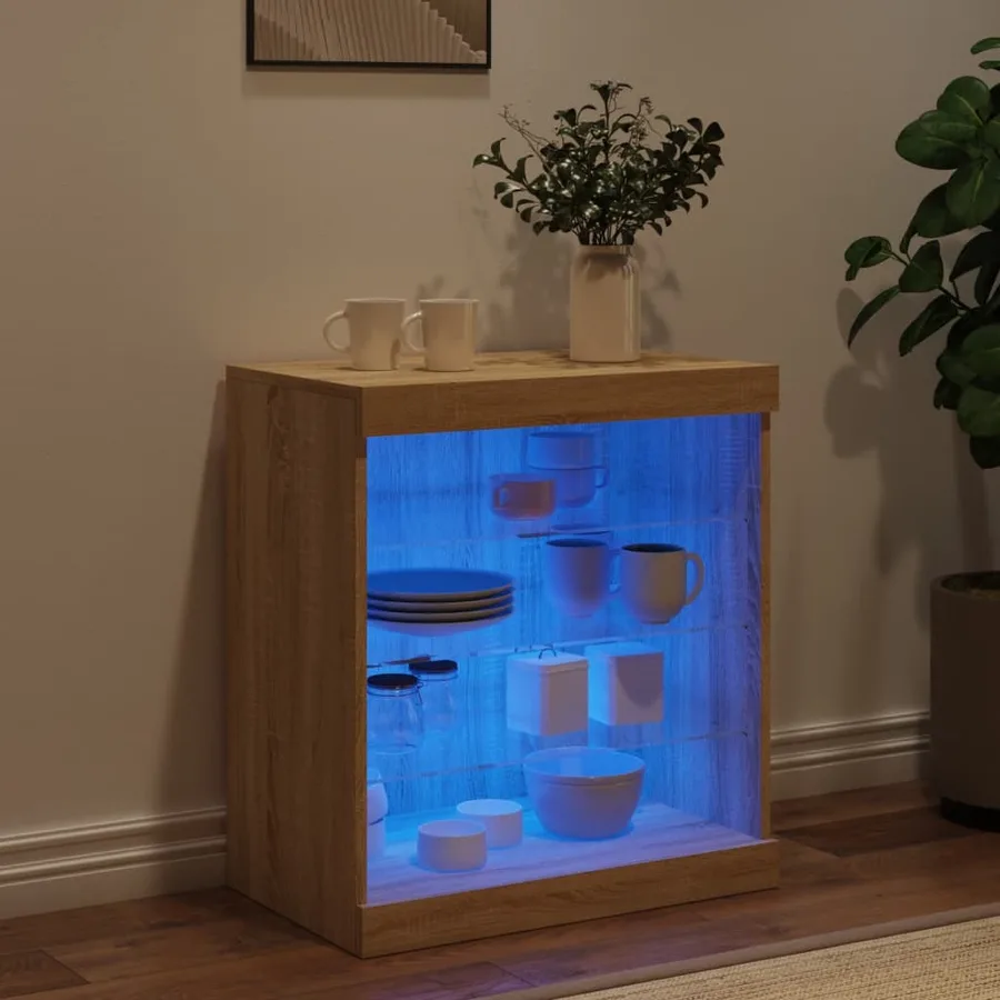 Buffet avec lumières LED chêne sonoma 60,5x37x67 cm - 3