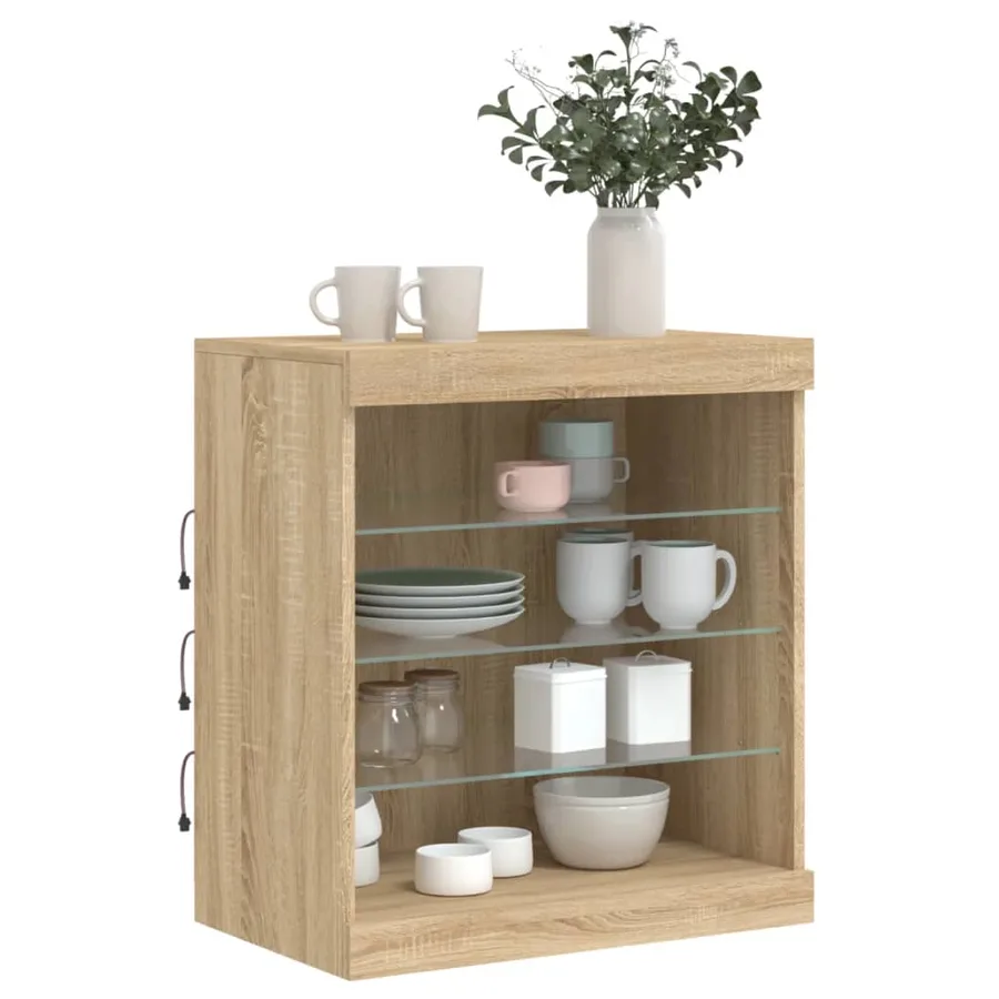 Buffet avec lumières LED chêne sonoma 60,5x37x67 cm - 4