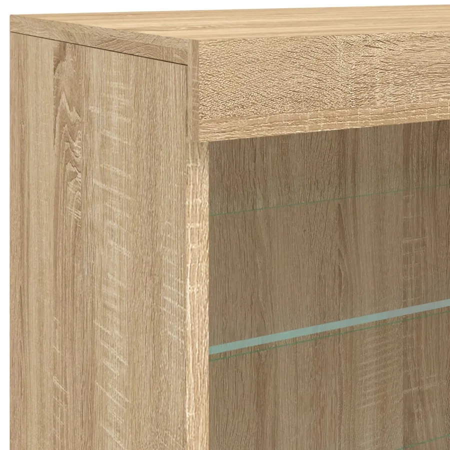 Buffet avec lumières LED chêne sonoma 60,5x37x67 cm - 9