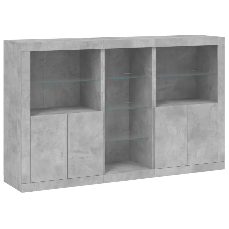 Buffet avec lumières LED gris béton 162x37x100 cm - 3