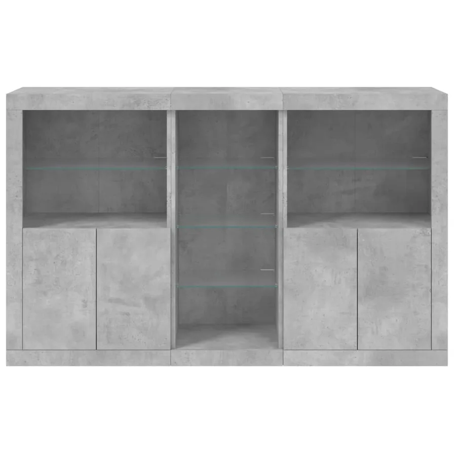 Buffet avec lumières LED gris béton 162x37x100 cm - 6