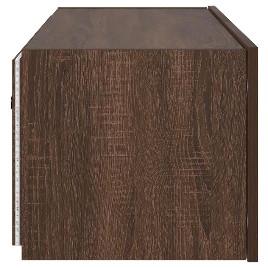 Meuble TV mural avec lumières LED chêne marron 80x35x31 cm - 10