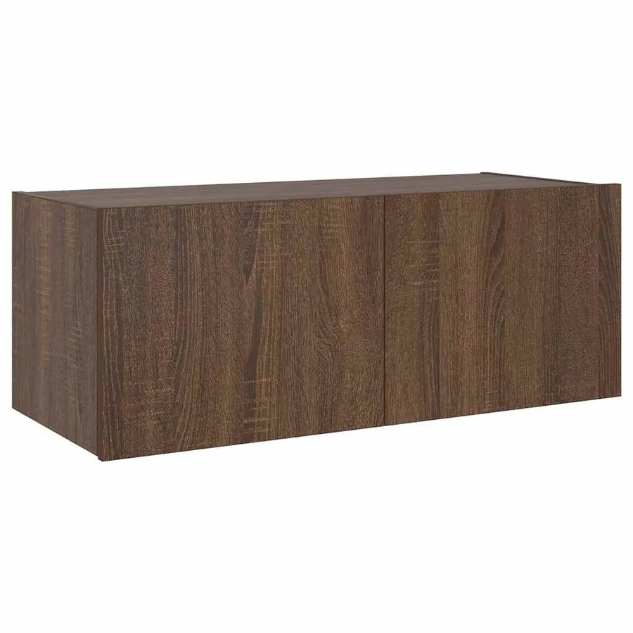 Meuble TV mural avec lumières LED chêne marron 80x35x31 cm - 7