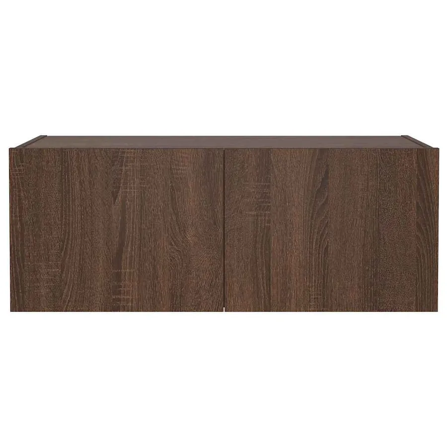 Meuble TV mural avec lumières LED chêne marron 80x35x31 cm - 9