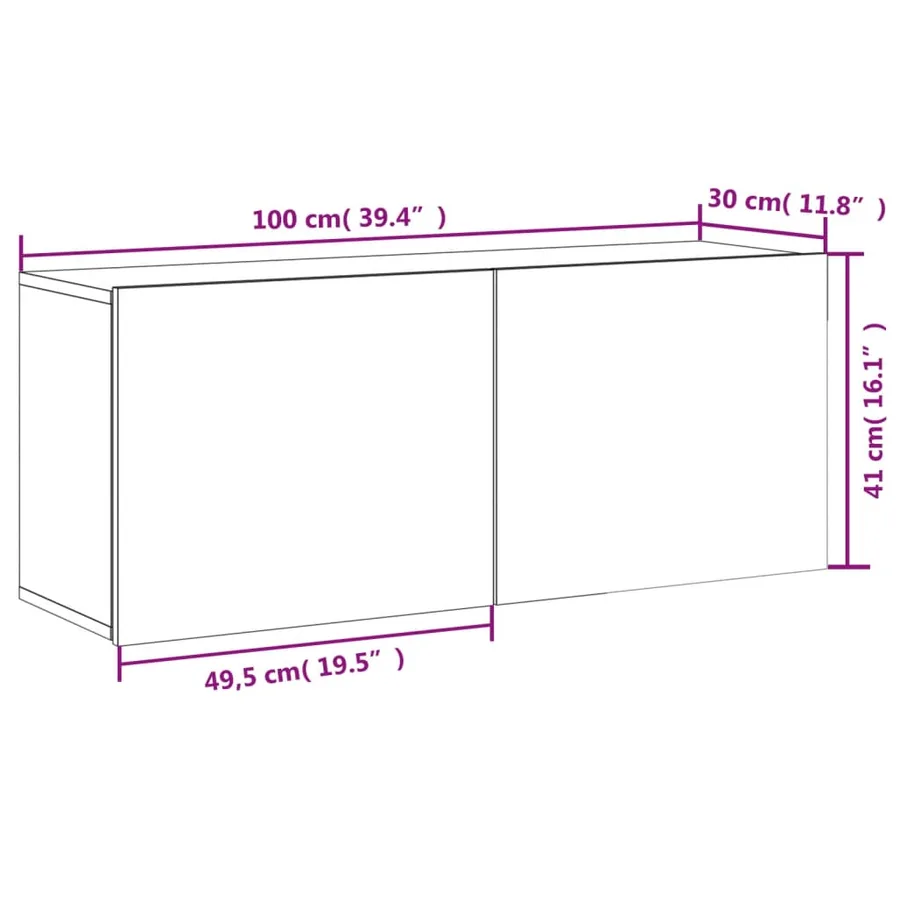 Meuble TV mural chêne fumé 100x30x41 cm - 13