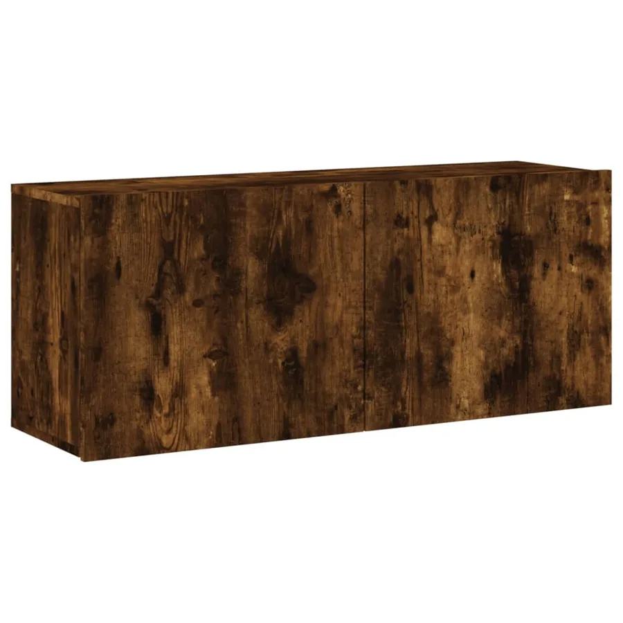 Meuble TV mural chêne fumé 100x30x41 cm - 2