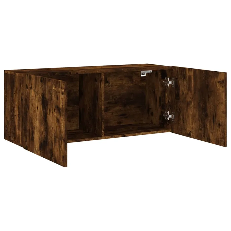 Meuble TV mural chêne fumé 100x30x41 cm - 5